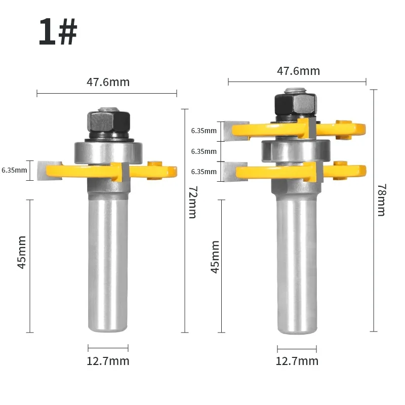 3 Teeth T-Slot Tenon Joint Router Bit Set, T Type Tongue and Groove Milling Cutter, Wood Flooring Splicing Tenoning Bit for Wood
3 Teeth T-Slot Tenon Joint Router Bit Set, T Type Tongue and Groove Milling Cutter, Wood Flooring Splicing Tenoning Bit for Wood