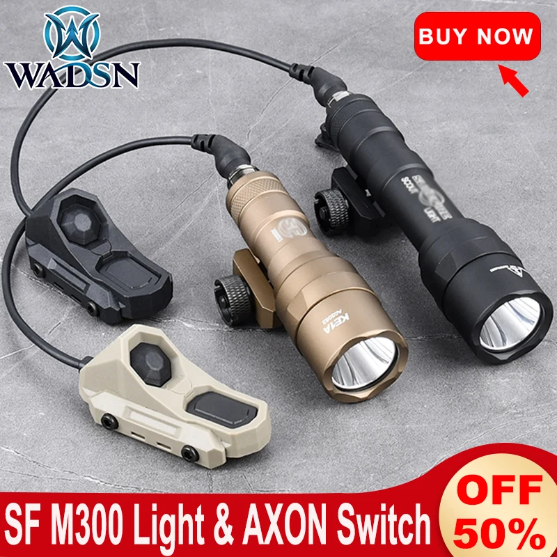 WADSN Surefir SF M300C/M600U Tactical Flashlight 510/800lumens White LED Light AXON Dual Switch Hunting Weapon Scout Light
WADSN Surefir SF M300C/M600U Tactical Flashlight 510/800lumens White LED Light AXON Dual Switch Hunting Weapon Scout Light