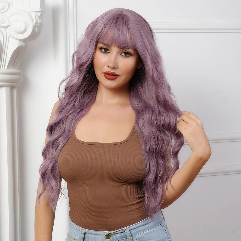 Fashion New European and American Style Full Wig for Women Long Wavy Synthetic High-Temperature Fiber Wig with Bangs
Fashion New European and American Style Full Wig for Women Long Wavy Synthetic High-Temperature Fiber Wig with Bangs