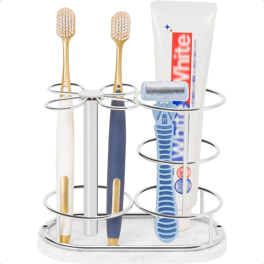 Подставка для зубных щеток для ванной комнаты, металлический органайзер для зубных щеток с мраморной основой, коллекция хранения зубных щеток для семейного костюма 
Подставка для зубных щеток для ванной комнаты, металлический органайзер для зубных щеток с мраморной основой, коллекция хранения зубных щеток для семейного костюма