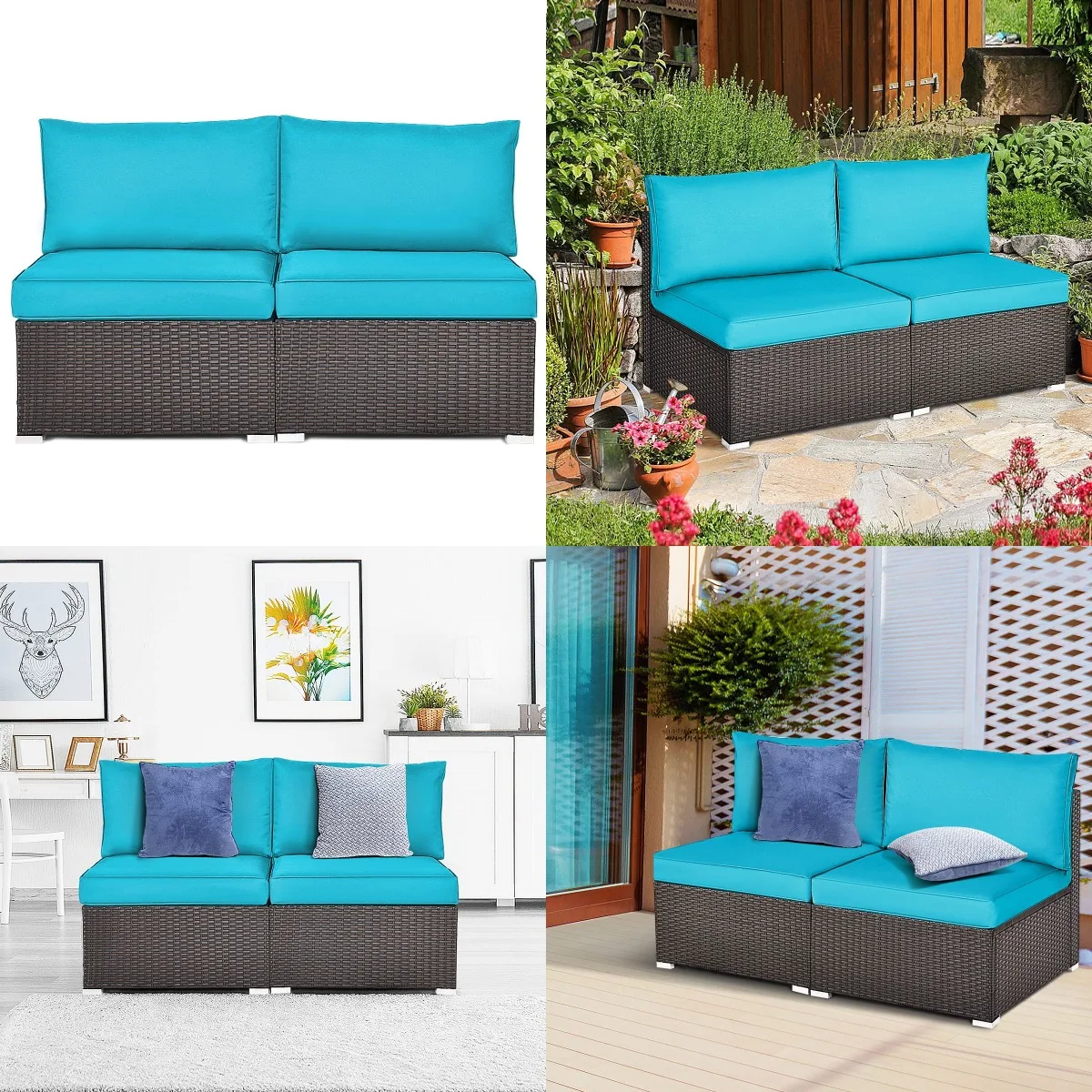 2pcs Patio Rattan Armless Sofa Chairs with Cushions for Garden Balcony Poolside, Customized
2pcs Patio Rattan Armless Sofa Chairs with Cushions for Garden Balcony Poolside, Customized