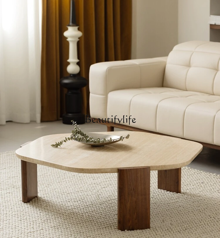 North American black walnut slate coffee table modern minimalist wabi-sabi travertine
North American black walnut slate coffee table modern minimalist wabi-sabi travertine
