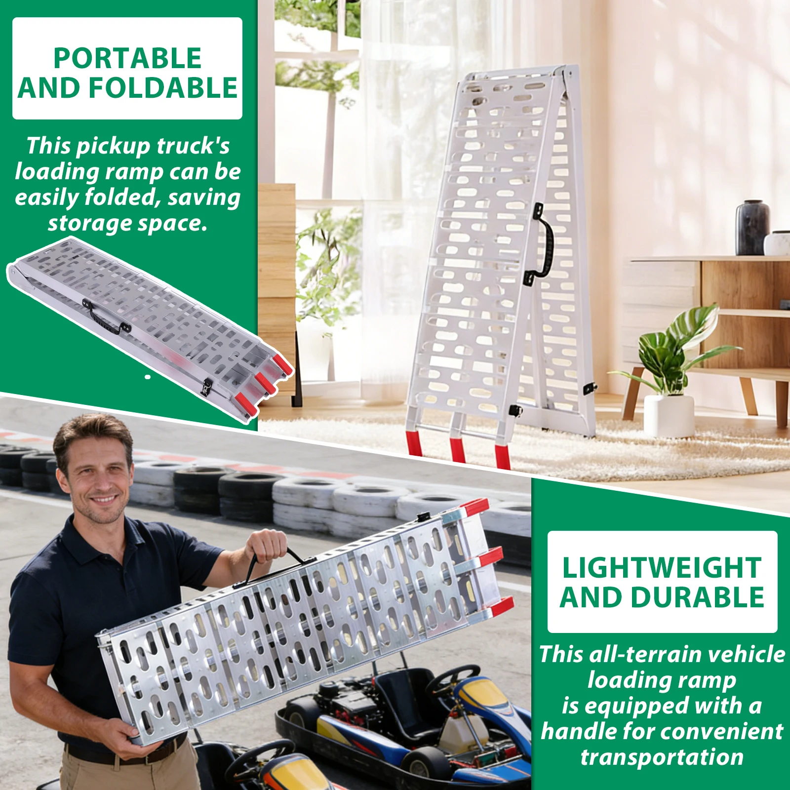 2PCS 7.3ft Aluminum Truck Ramp Folding Heavy Duty Loading Ramp with Load Straps for Pickup Trucks Motorcycles ATVs Lawn Mowers
2PCS 7.3ft Aluminum Truck Ramp Folding Heavy Duty Loading Ramp with Load Straps for Pickup Trucks Motorcycles ATVs Lawn Mowers