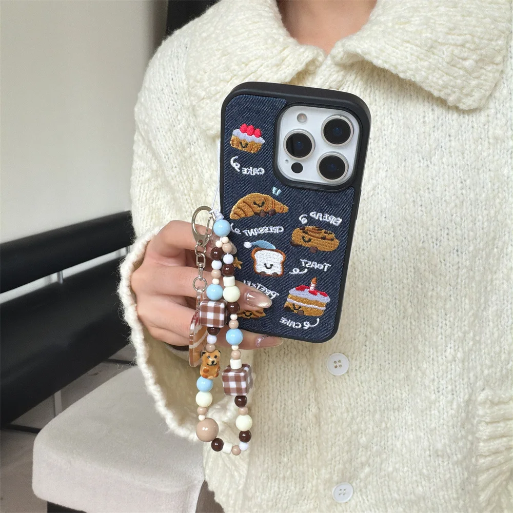 Fashion Denim Embroidered Bread Cute Phone Case for iPhone 17 Pro Max 16 Pro 13 14 15 Cover Cute Chain Protection Cases Fundas
Fashion Denim Embroidered Bread Cute Phone Case for iPhone 17 Pro Max 16 Pro 13 14 15 Cover Cute Chain Protection Cases Fundas