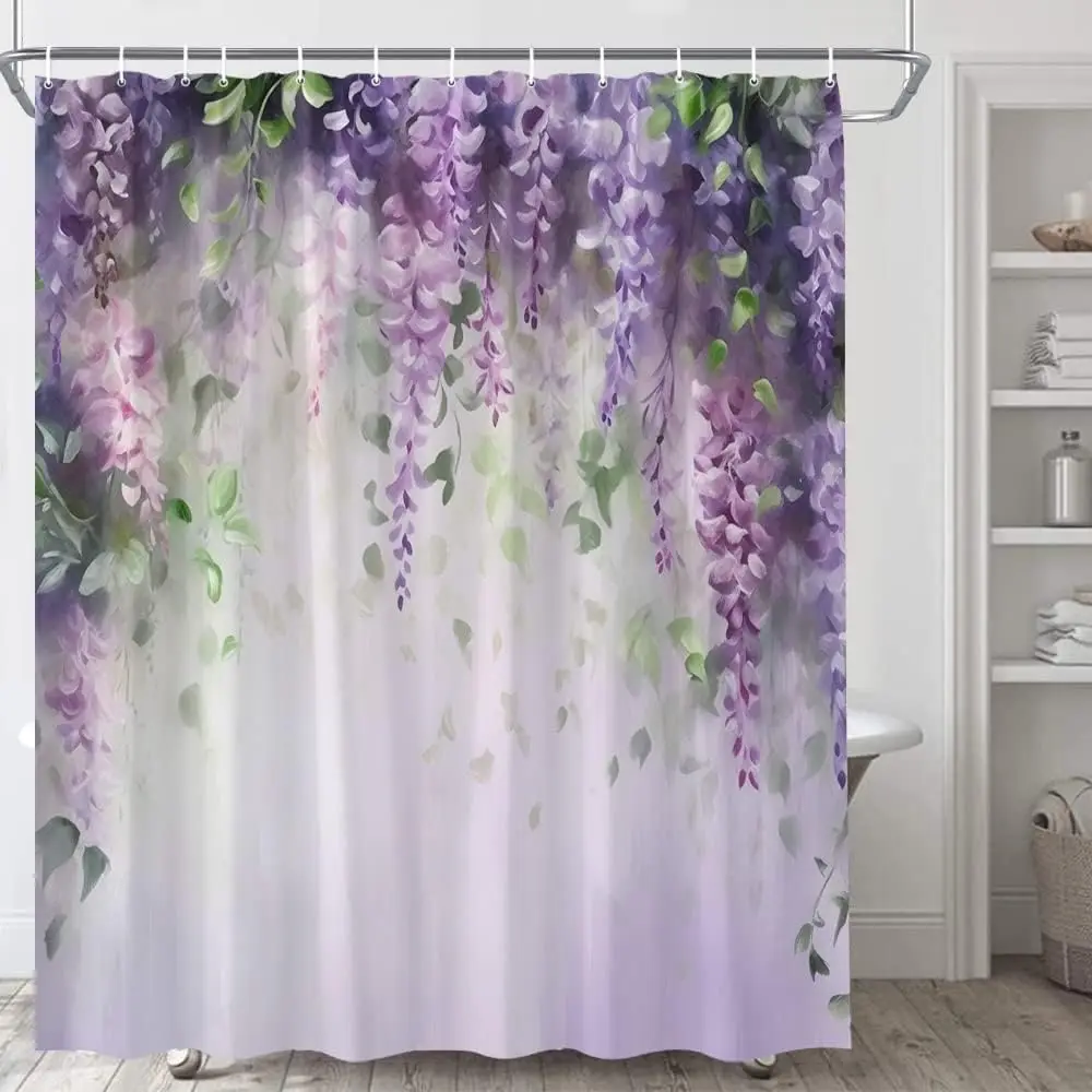 Purple Wisteria Flower Shower Curtain Romantic Floral Print Bathroom Decor Elegant Botanical Bath Curtain for Home Decoration
Purple Wisteria Flower Shower Curtain Romantic Floral Print Bathroom Decor Elegant Botanical Bath Curtain for Home Decoration