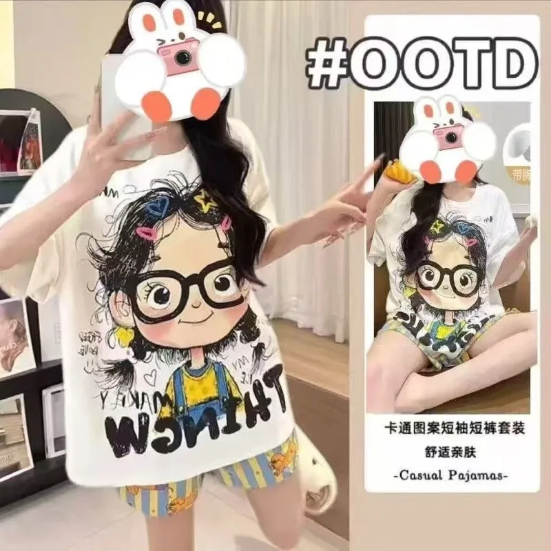 Summer Comfortable Women's Sleepwear Set Sweet, Cute, Sweet with Chest Mat Home Clothes Thin Breathable Girl's Loose Sleepwear
Summer Comfortable Women's Sleepwear Set Sweet, Cute, Sweet with Chest Mat Home Clothes Thin Breathable Girl's Loose Sleepwear