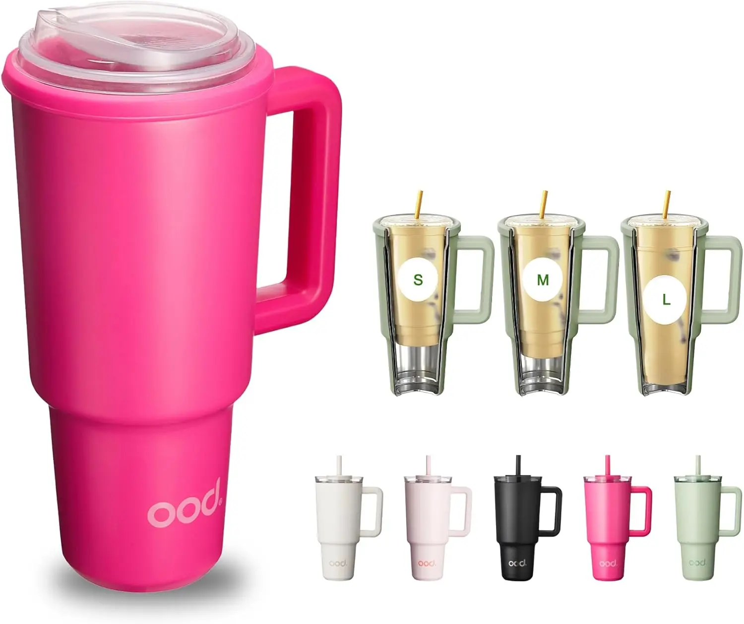 40 oz Stainless Steel Tumbler with Handle & Straw, Leak Proof, Iced Coffee Cup Holder
40 oz Stainless Steel Tumbler with Handle & Straw, Leak Proof, Iced Coffee Cup Holder