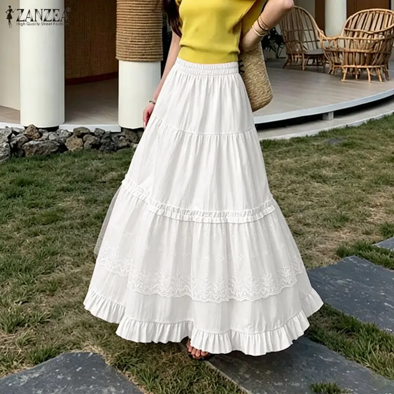 ZANZEA Summer Elastic Waist Long Skirts Elegant Women Lace Patchwork Skirt Casual A-line Holiday Faldas Saia Jupe Loose Sundress
ZANZEA Summer Elastic Waist Long Skirts Elegant Women Lace Patchwork Skirt Casual A-line Holiday Faldas Saia Jupe Loose Sundress