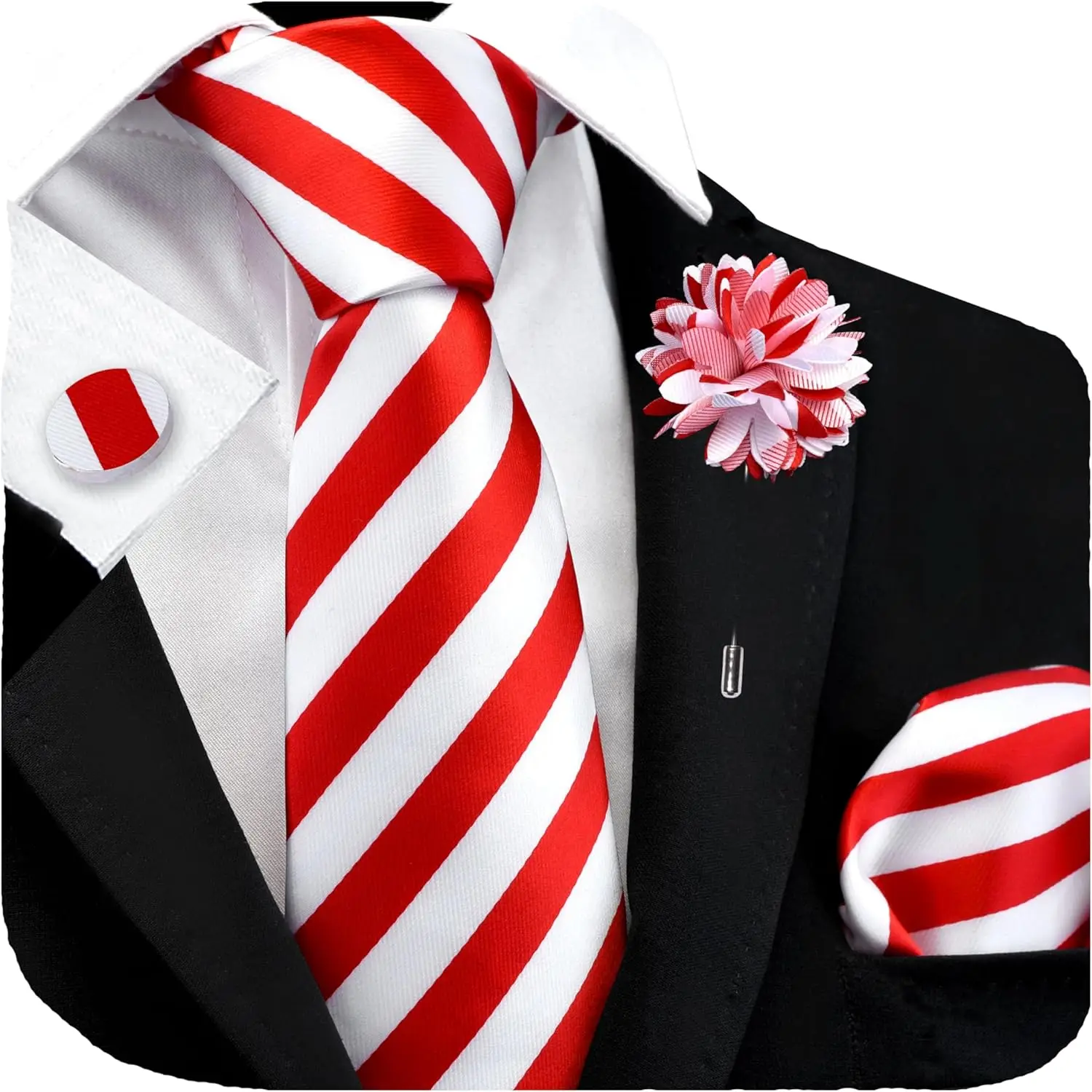 3.15"(8cm) Men's Stripe Tie & Lapel Pin Set with Cufflinks
3.15"(8cm) Men's Stripe Tie & Lapel Pin Set with Cufflinks