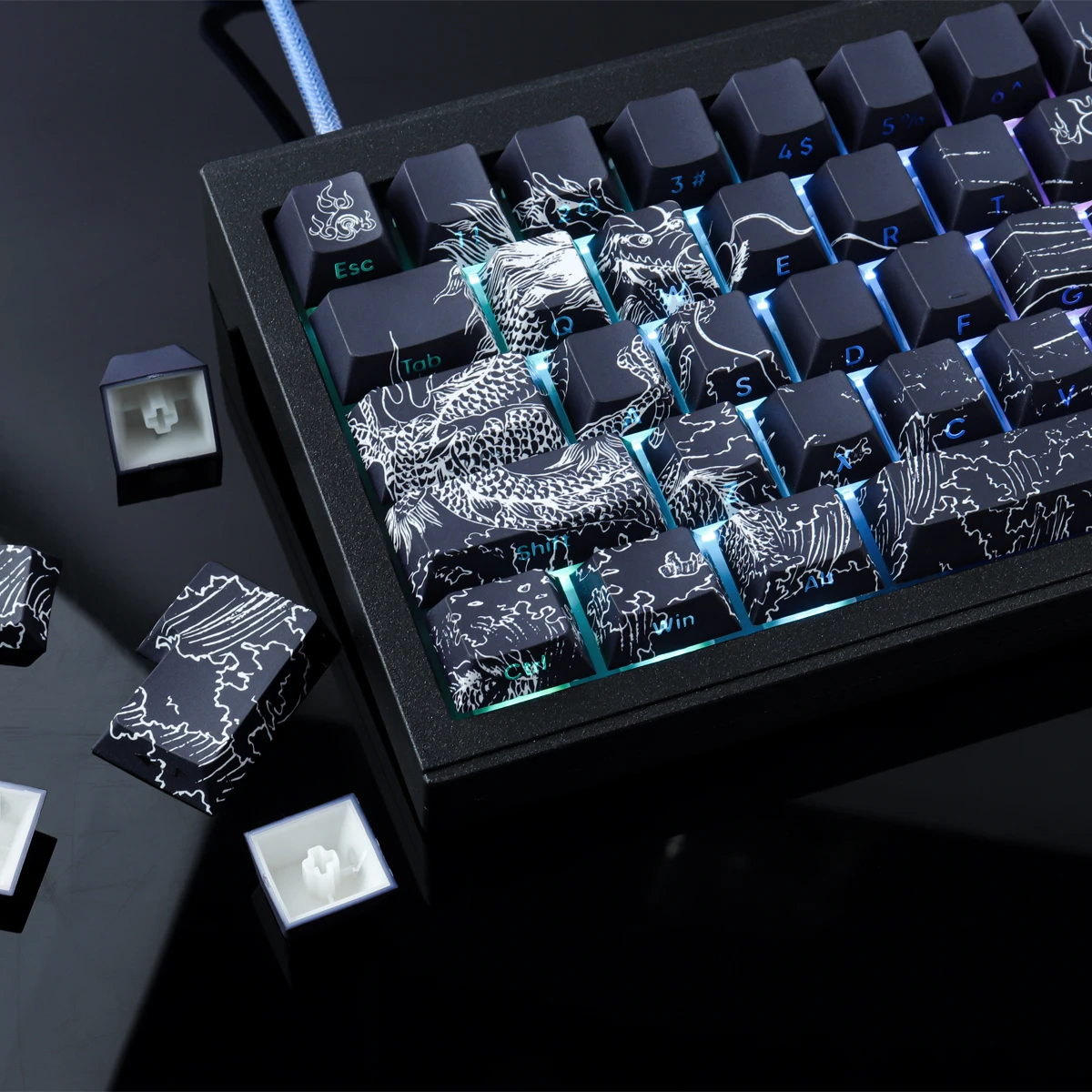 MiFuny Dragon Rising Theme Keycaps Side-engraved PBT 135 Keys Cherry Profile Gaming Keycaps for Mechanical Keyboard Accessories
MiFuny Dragon Rising Theme Keycaps Side-engraved PBT 135 Keys Cherry Profile Gaming Keycaps for Mechanical Keyboard Accessories