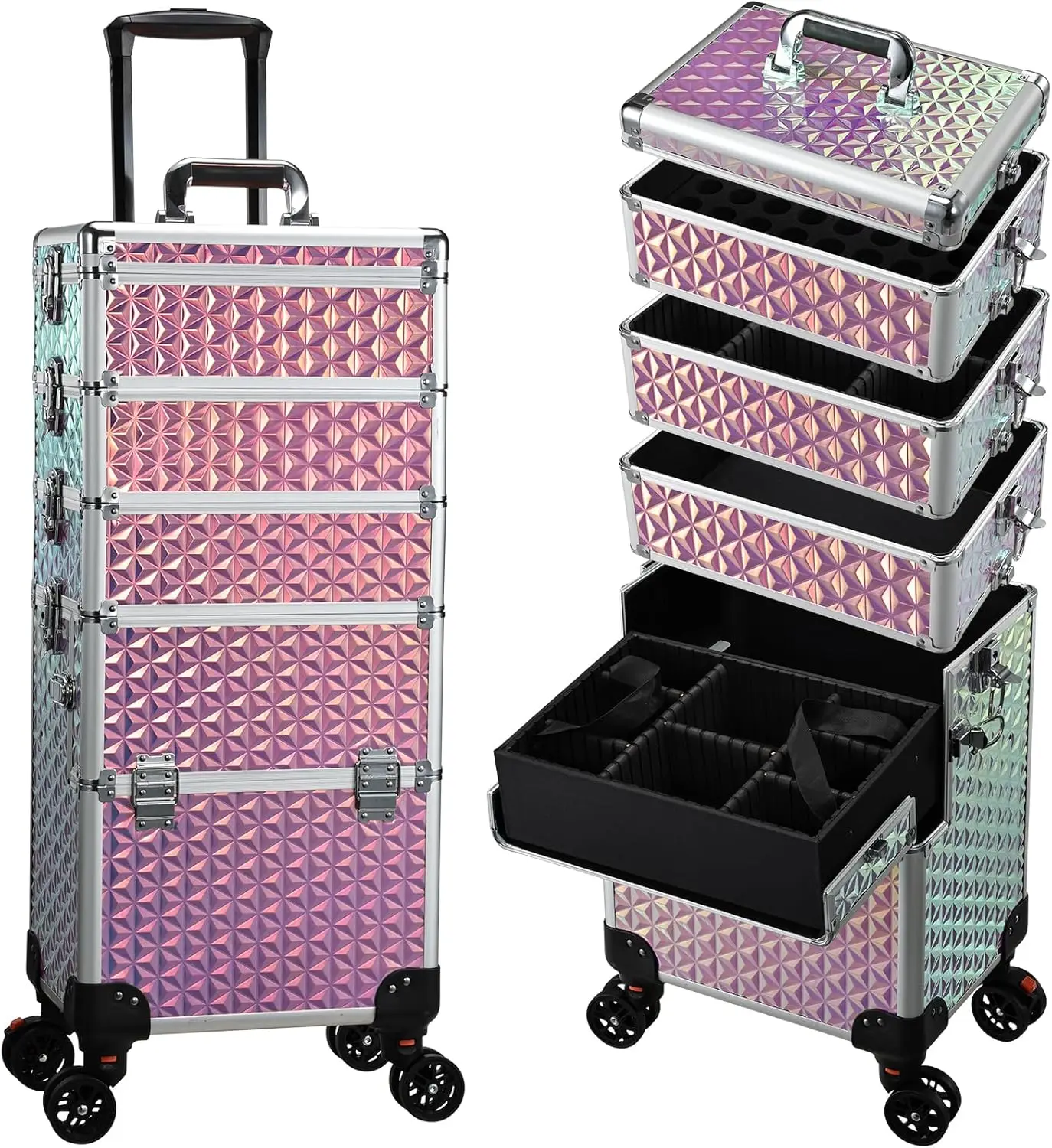 5 1 High Quality Rolling Makeup Train Case Lockable Wheels Portable Large Capacity Cosmetic Box Organizer for Nail Salon Storage
5 1 High Quality Rolling Makeup Train Case Lockable Wheels Portable Large Capacity Cosmetic Box Organizer for Nail Salon Storage