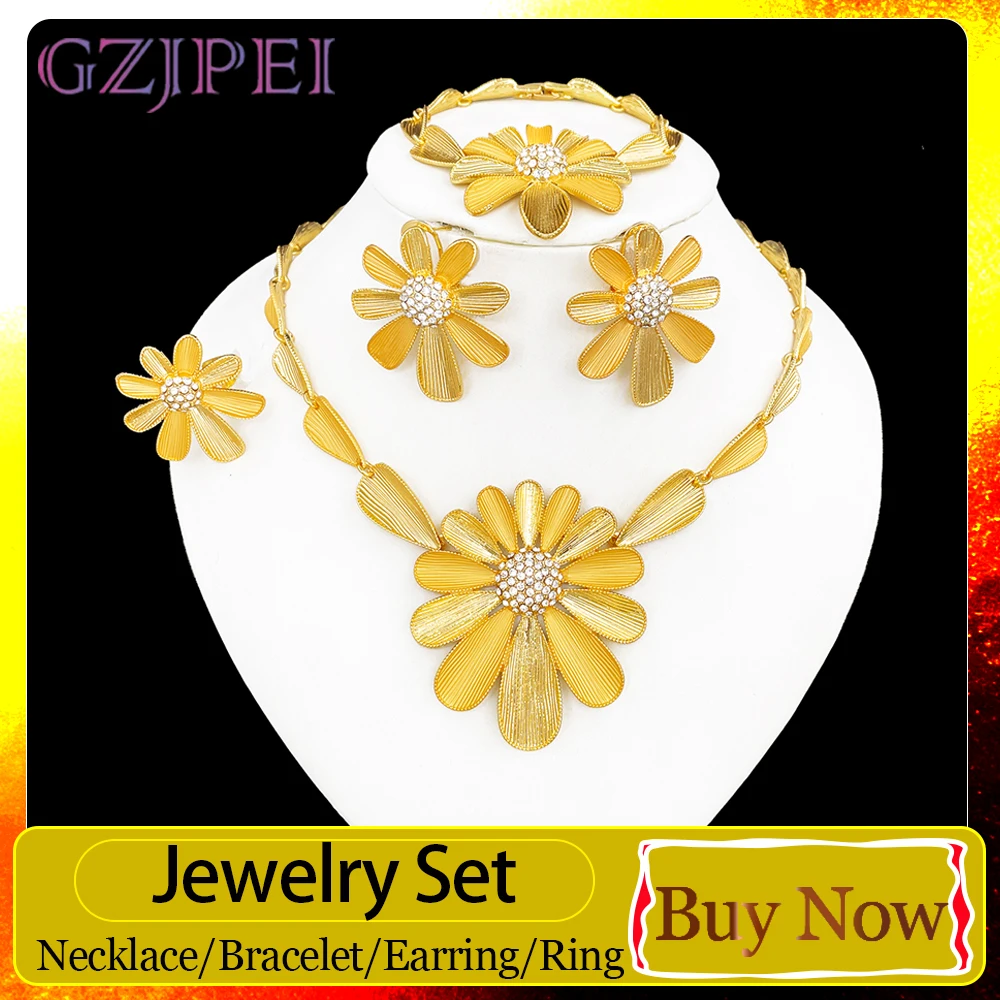 GZJPEI 18K Gold Color Women Jewelry Set Hight Quality Big Flower Pendant Jewelry Wedding Party Accessories 2026 New Wholesale
GZJPEI 18K Gold Color Women Jewelry Set Hight Quality Big Flower Pendant Jewelry Wedding Party Accessories 2026 New Wholesale