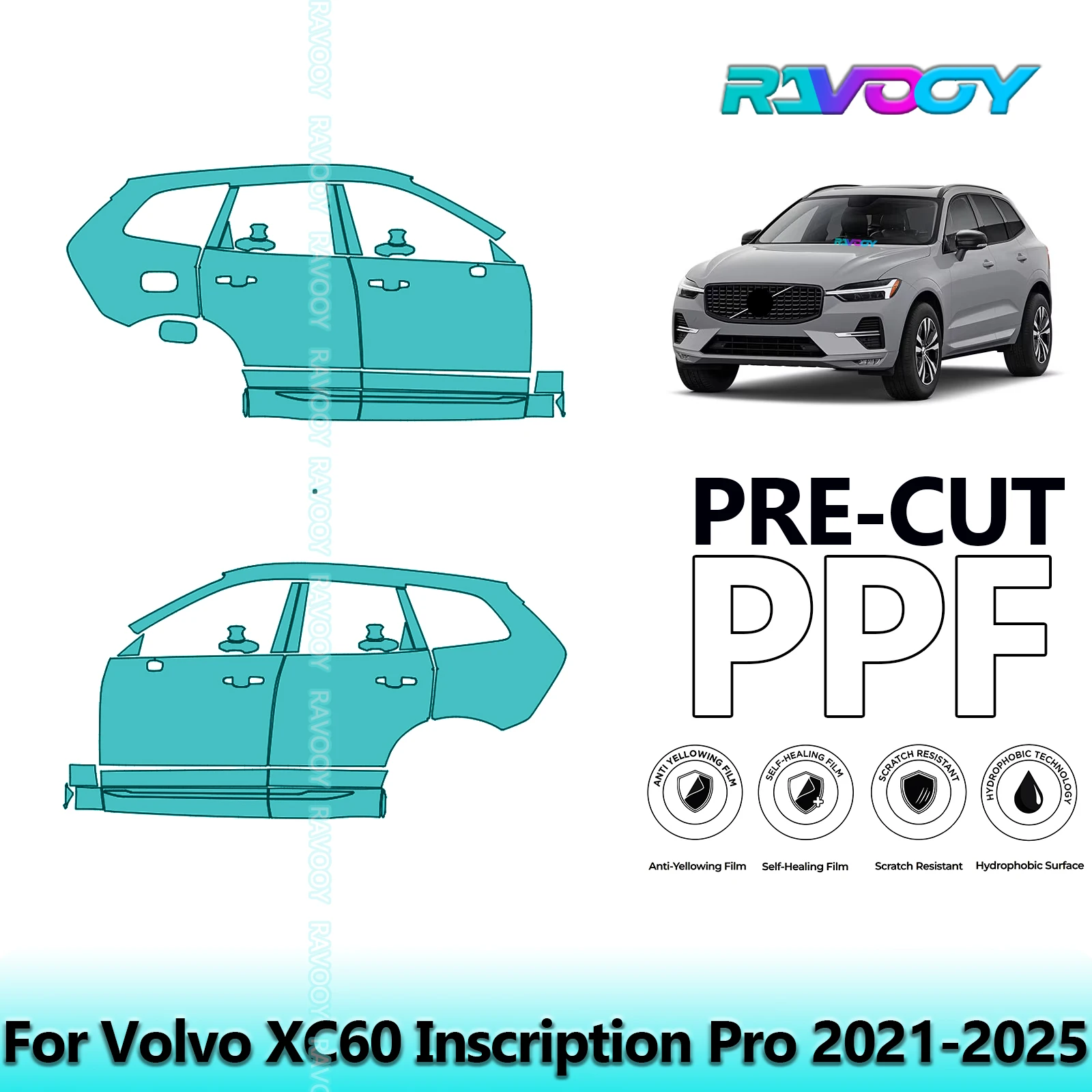 For Volvo XC60 Inscription Pro 2021-2025 8.5mil Clear Matte Pre-Cut PPF Door & A/B Pillar Kit TPU Paint Protection Film Set
For Volvo XC60 Inscription Pro 2021-2025 8.5mil Clear Matte Pre-Cut PPF Door & A/B Pillar Kit TPU Paint Protection Film Set