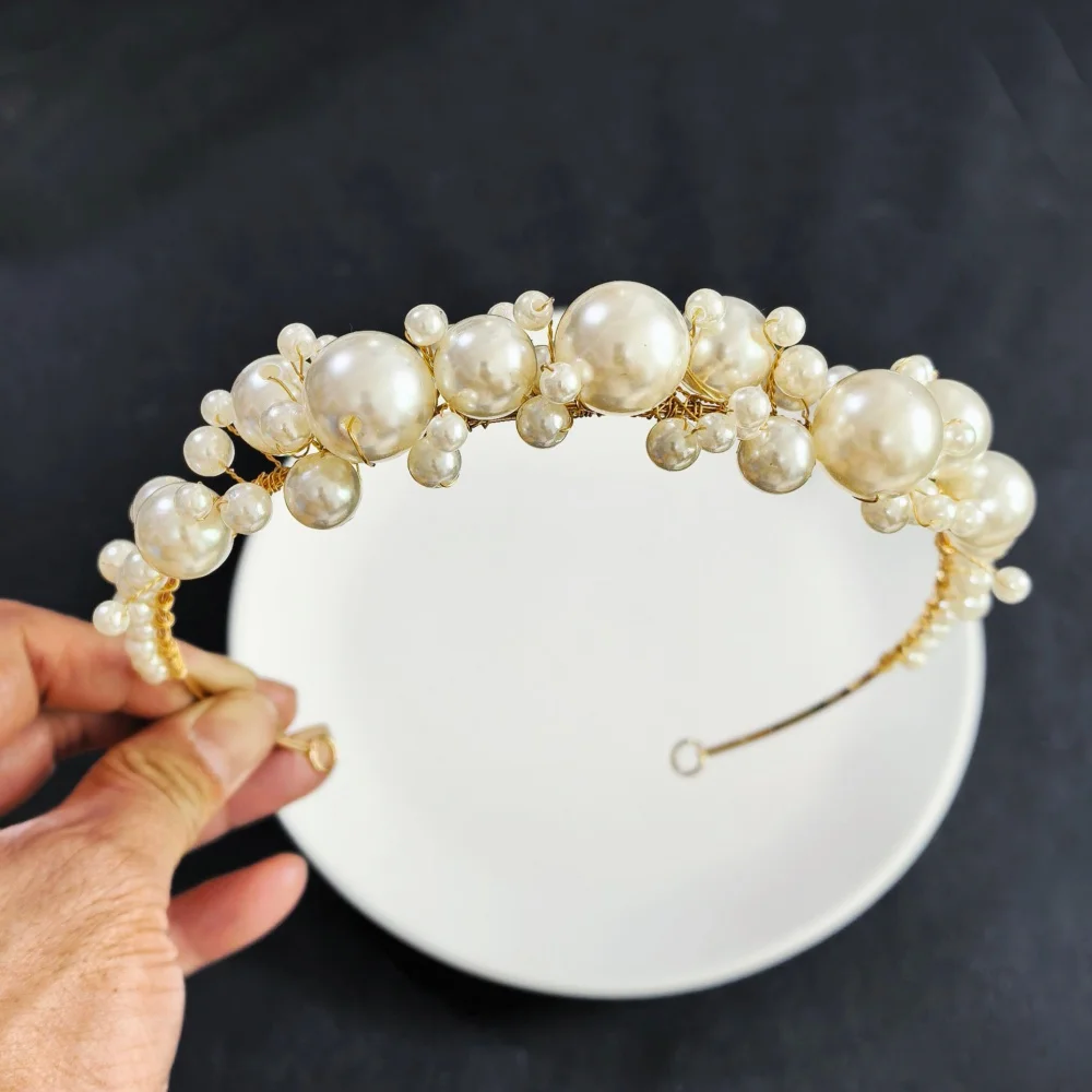 Handmade Pearls Bridal Hair Tiaras For Women Luxury Floral Headbands Prom Party Hairbands Fashion Wedding Bride Hair Accessories
Handmade Pearls Bridal Hair Tiaras For Women Luxury Floral Headbands Prom Party Hairbands Fashion Wedding Bride Hair Accessories