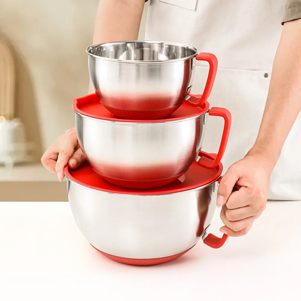 Multifunctional Stainless Steel Mixing Bowl Scaled with Lid Egg Beater Bowl Non-slip Bottom Salad Basin Meal Prepare
Multifunctional Stainless Steel Mixing Bowl Scaled with Lid Egg Beater Bowl Non-slip Bottom Salad Basin Meal Prepare