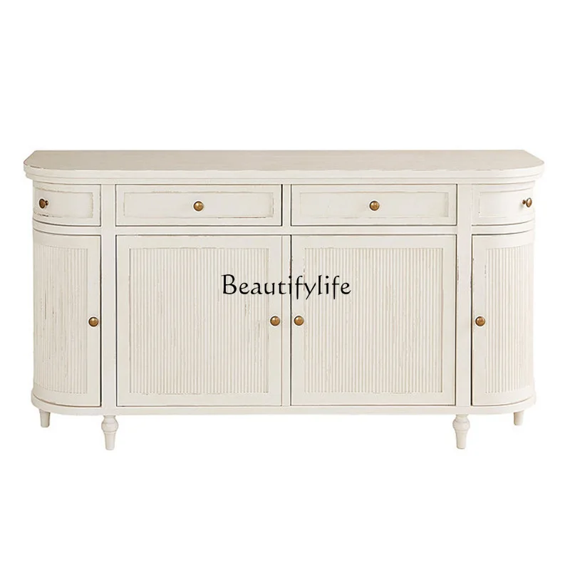 American light luxury solid wood dining side cabinet, simple white carved decorative locker in living room
American light luxury solid wood dining side cabinet, simple white carved decorative locker in living room