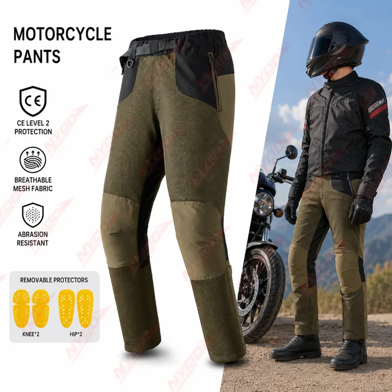 Men Motorcycle Riding Pants Summer Breathable Mesh Moto Pants CE Level 2 Knee Hip Protective Pads Touring Biker Trousers
Men Motorcycle Riding Pants Summer Breathable Mesh Moto Pants CE Level 2 Knee Hip Protective Pads Touring Biker Trousers