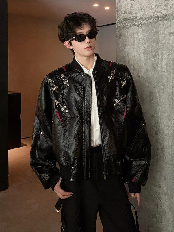 k Heavy Industry Zipper Leather Jaet ort Sle Contrast Color Splicing Stand Collar ex Motorcycle Clothes
k Heavy Industry Zipper Leather Jaet ort Sle Contrast Color Splicing Stand Collar ex Motorcycle Clothes