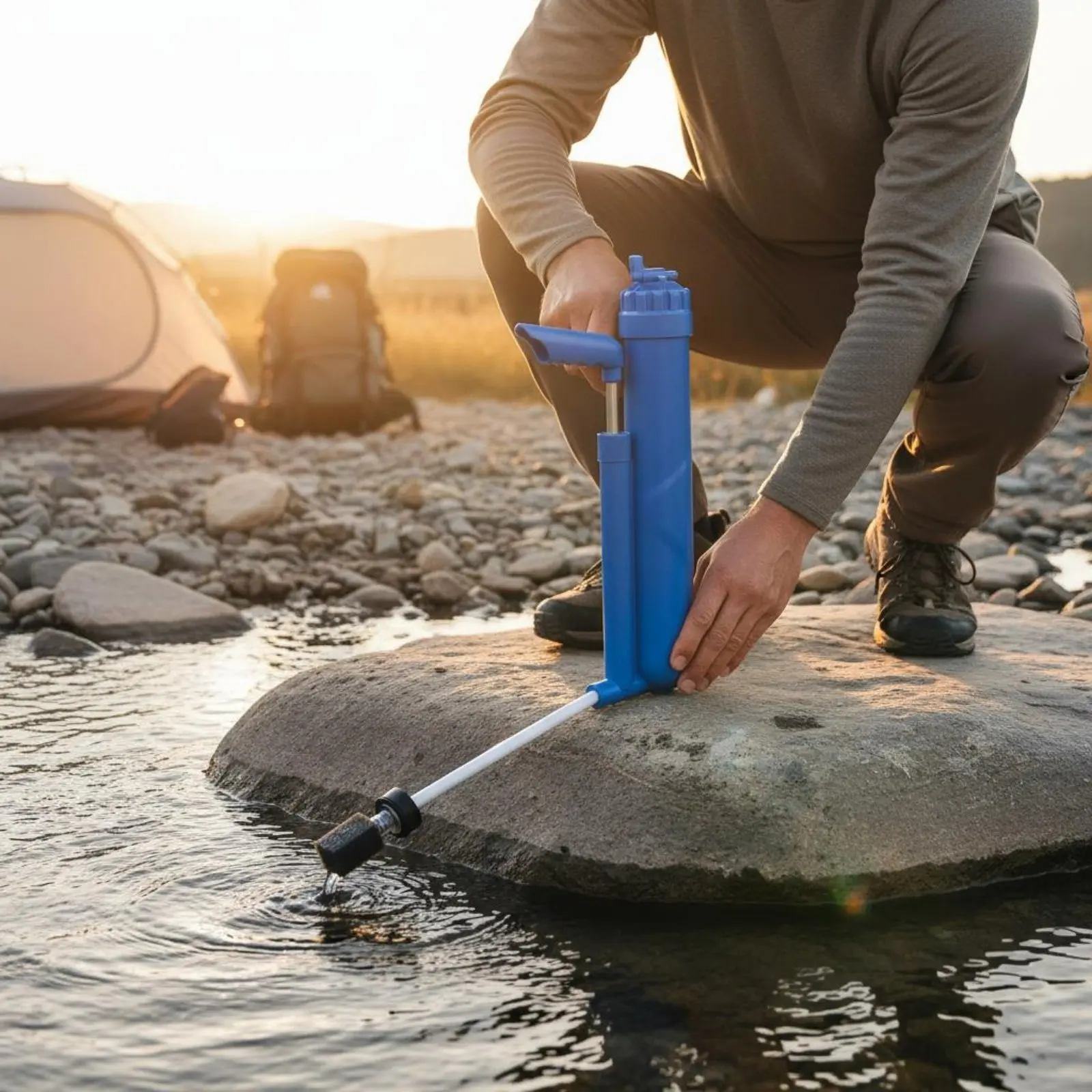 Camping Hand Pump Filter Multi-Stage Filtration Portable Water Filter for Hiking, Emergency Preparedness
Camping Hand Pump Filter Multi-Stage Filtration Portable Water Filter for Hiking, Emergency Preparedness