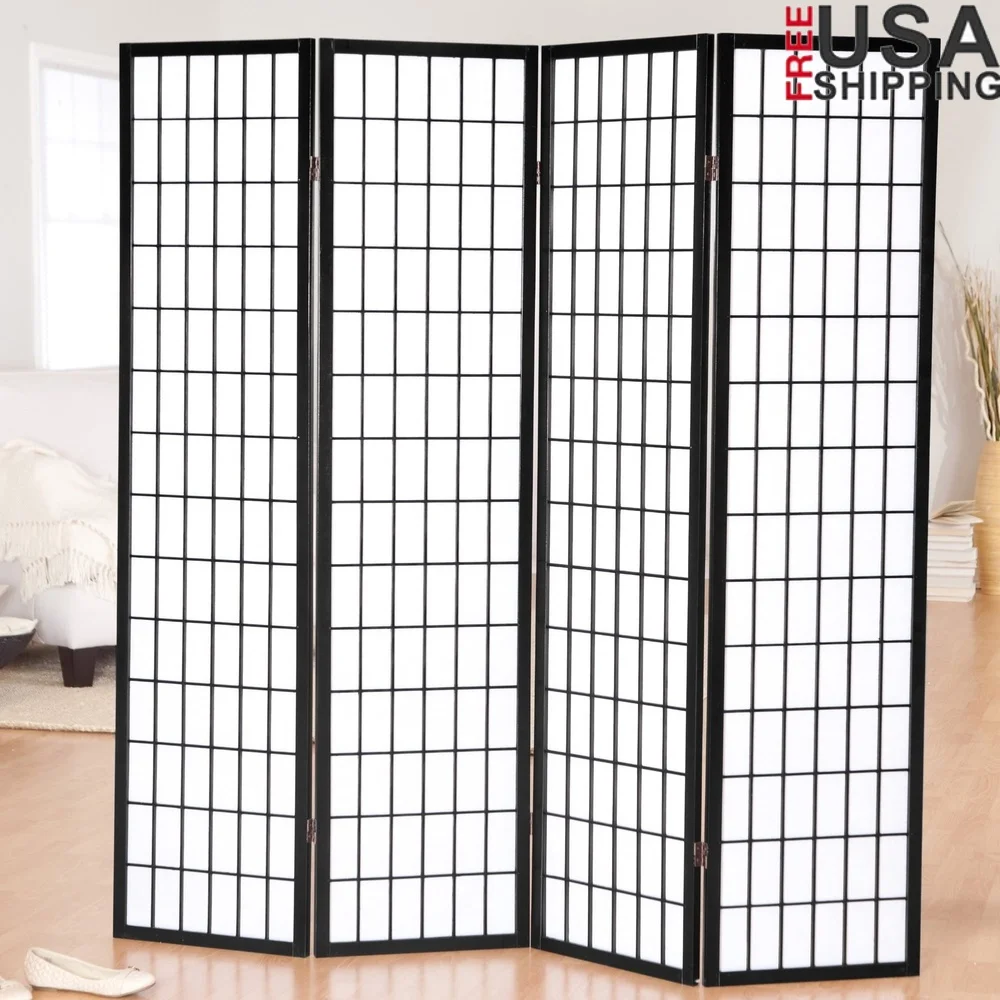 Oriental 4 Panel Room Divider Black Shoji Screen Privacy Partition Lightweight Pine Wood Foldable Home Decor 72 Inch Tall
Oriental 4 Panel Room Divider Black Shoji Screen Privacy Partition Lightweight Pine Wood Foldable Home Decor 72 Inch Tall