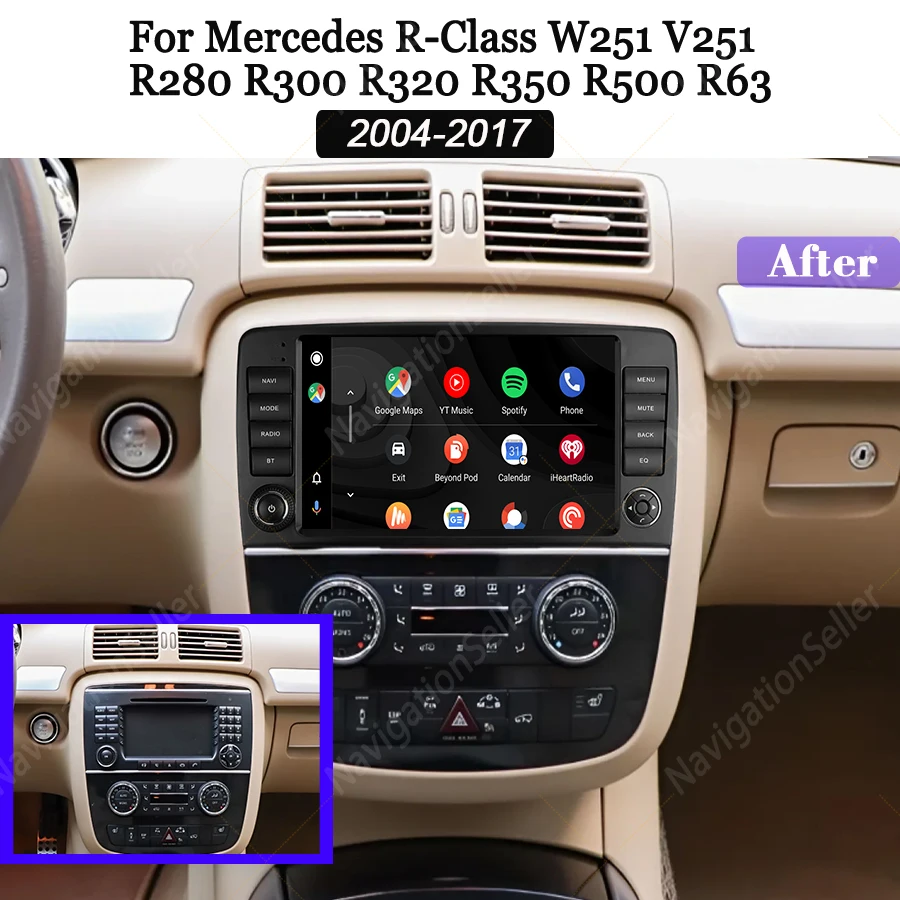 VIGOHI Mercedes R350 Android Multimedia Stereo Radio Navigation Carplay Screen R300 R280 R320 R Class W251 Autoradio Head Unit
VIGOHI Mercedes R350 Android Multimedia Stereo Radio Navigation Carplay Screen R300 R280 R320 R Class W251 Autoradio Head Unit