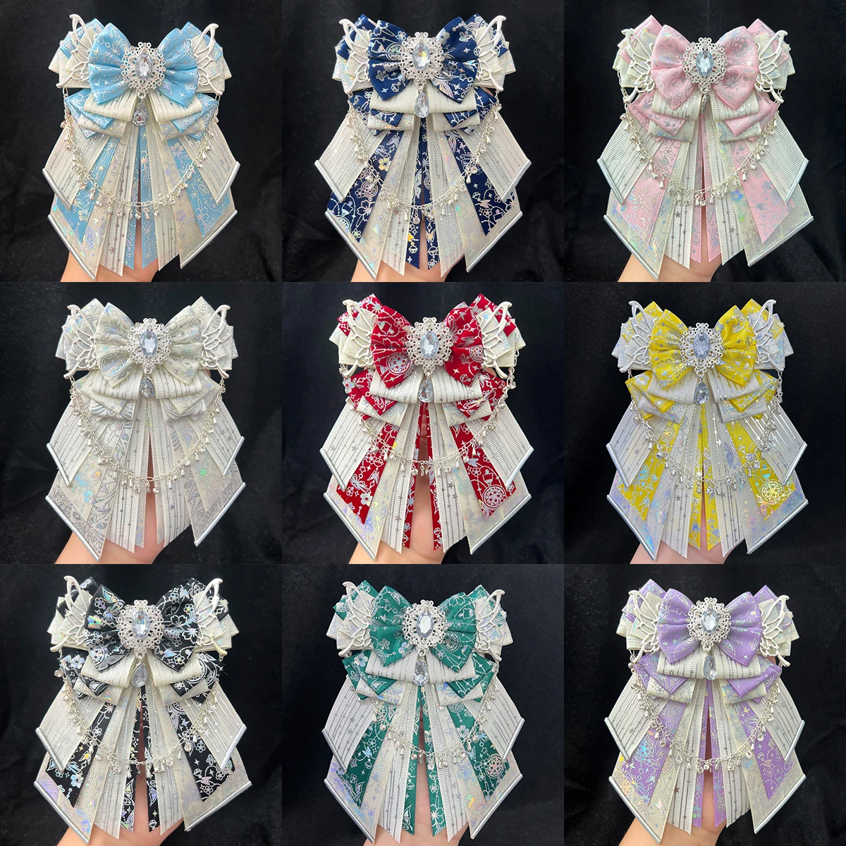 Luxury Lolita Bow Ties Hairpin Women's Handmade Ribbon Crystal Jewelry Concert Light Stick Bowknot 2D Anime Bag Accessories Gift
Luxury Lolita Bow Ties Hairpin Women's Handmade Ribbon Crystal Jewelry Concert Light Stick Bowknot 2D Anime Bag Accessories Gift