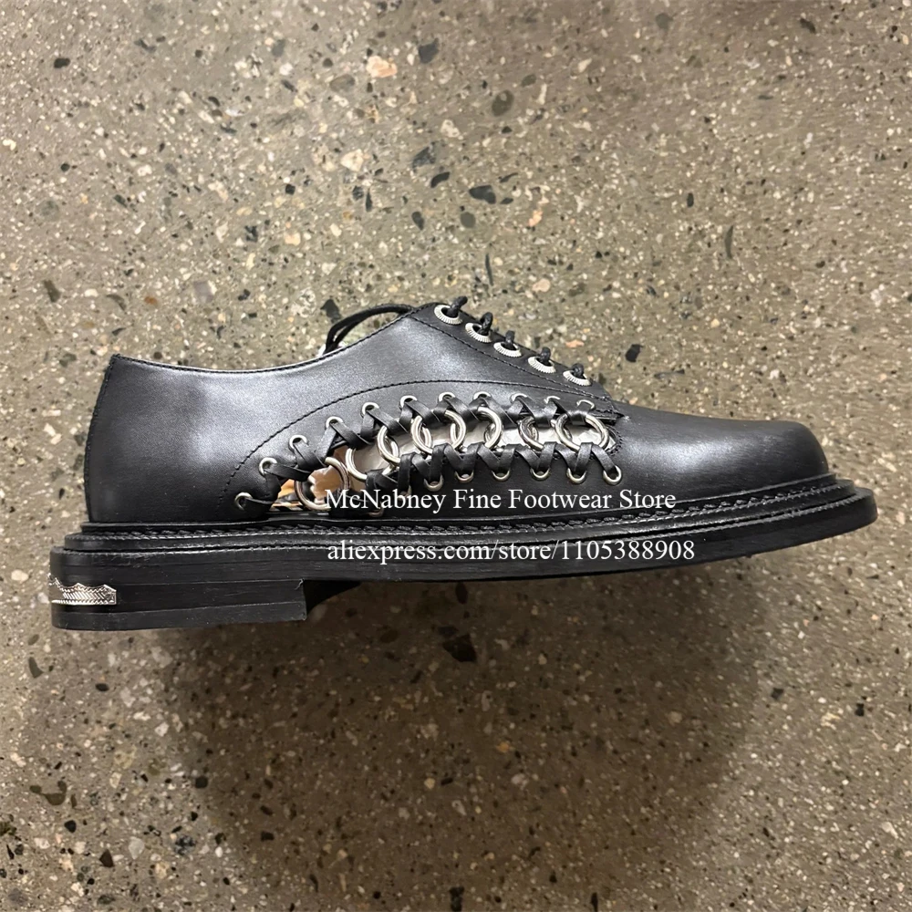 Leather Ring Embellished Lace up Oxfords with Thick Sole Men Dress Shoes for Formal Business Streetwear Custom Color Plus Size
Leather Ring Embellished Lace up Oxfords with Thick Sole Men Dress Shoes for Formal Business Streetwear Custom Color Plus Size