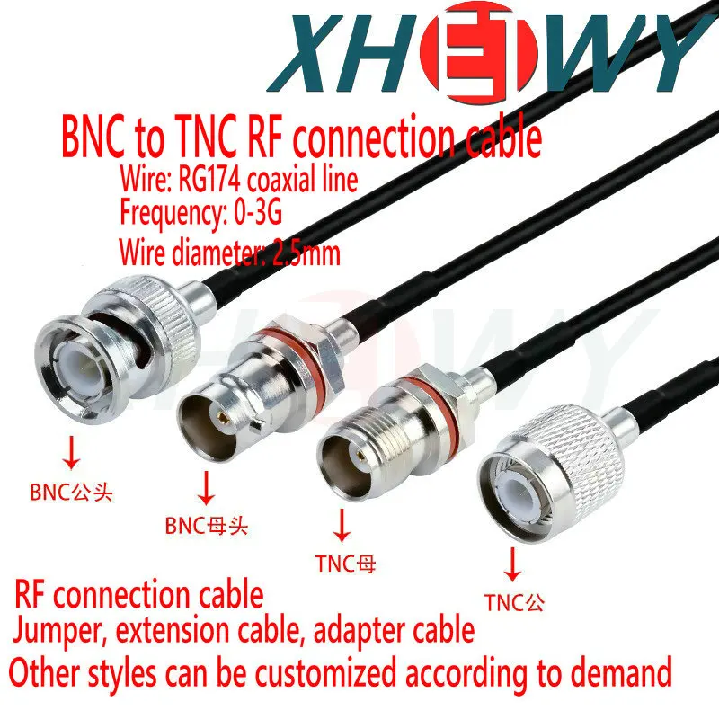 RG174 RF adapter cable BNC to TNC male and female connectors Q9 to TNC signal connection extension antenna
RG174 RF adapter cable BNC to TNC male and female connectors Q9 to TNC signal connection extension antenna