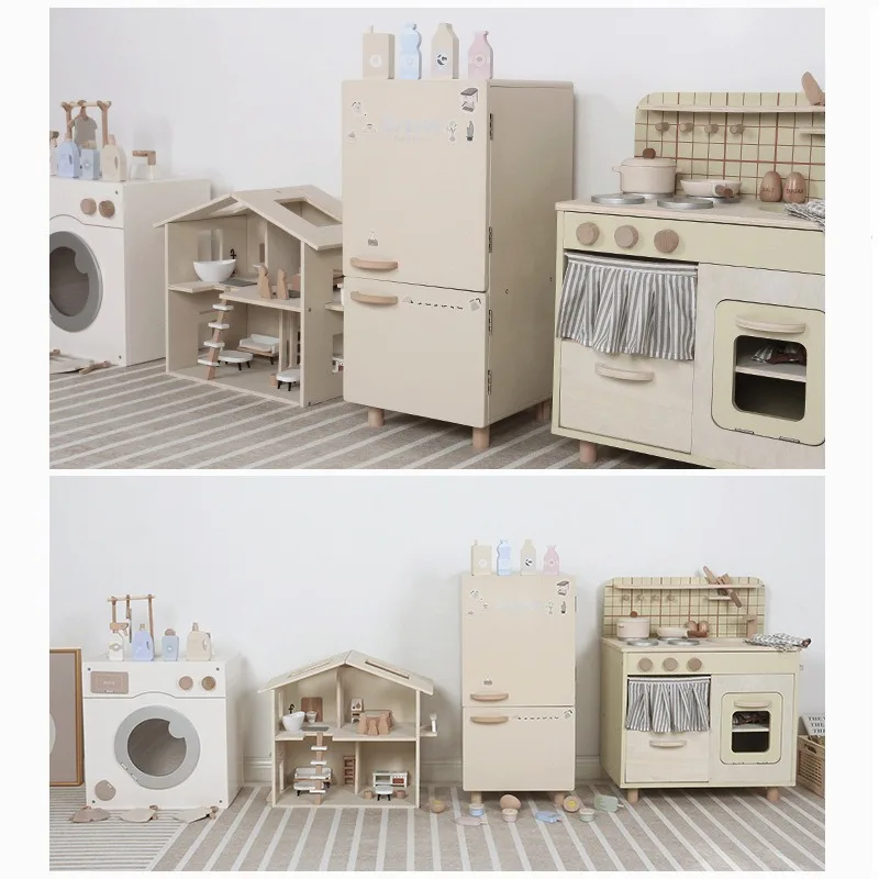Wooden Children's Simulation Play House Nordic Style Kitchen Refrigerator Washing Machine Mini Cooking Doll Room Set Toys
Wooden Children's Simulation Play House Nordic Style Kitchen Refrigerator Washing Machine Mini Cooking Doll Room Set Toys