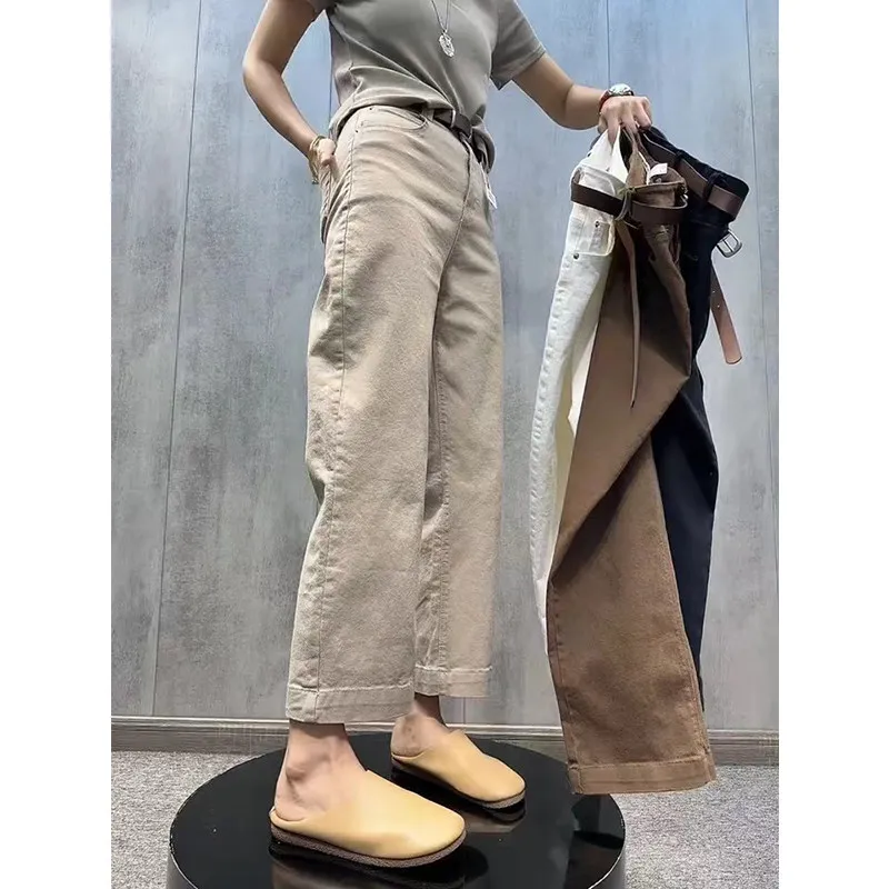 High Waist Wide Leg Straight Cut Jeans Women's Spring Summer Slimming Loose Fit Denim Pants Retro Elastic Nine Points
High Waist Wide Leg Straight Cut Jeans Women's Spring Summer Slimming Loose Fit Denim Pants Retro Elastic Nine Points