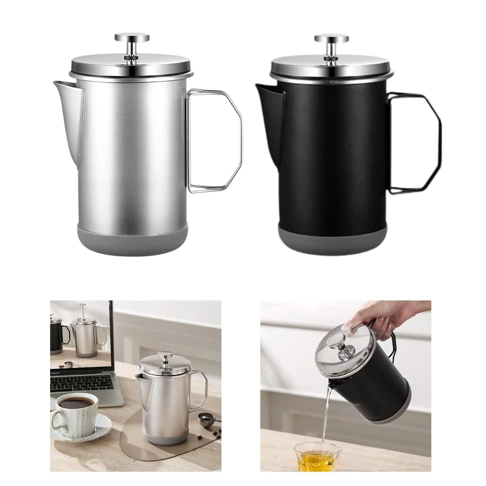 French Pressing Coffee Pot 1L Stainless Steel Plunger Thickened Coffee Kettle for Travel Office Outdoor Camping Coffee Bar Home
French Pressing Coffee Pot 1L Stainless Steel Plunger Thickened Coffee Kettle for Travel Office Outdoor Camping Coffee Bar Home
