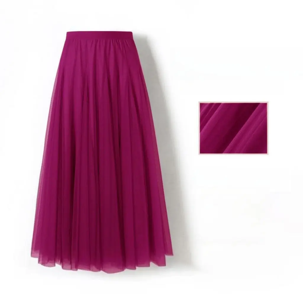 Red Mesh Half-Length Skirt 720 Degree Square Dance Style Slim A-Line Hip Covering Large Swing Purple Gauze Women's Fashion 
Red Mesh Half-Length Skirt 720 Degree Square Dance Style Slim A-Line Hip Covering Large Swing Purple Gauze Women's Fashion