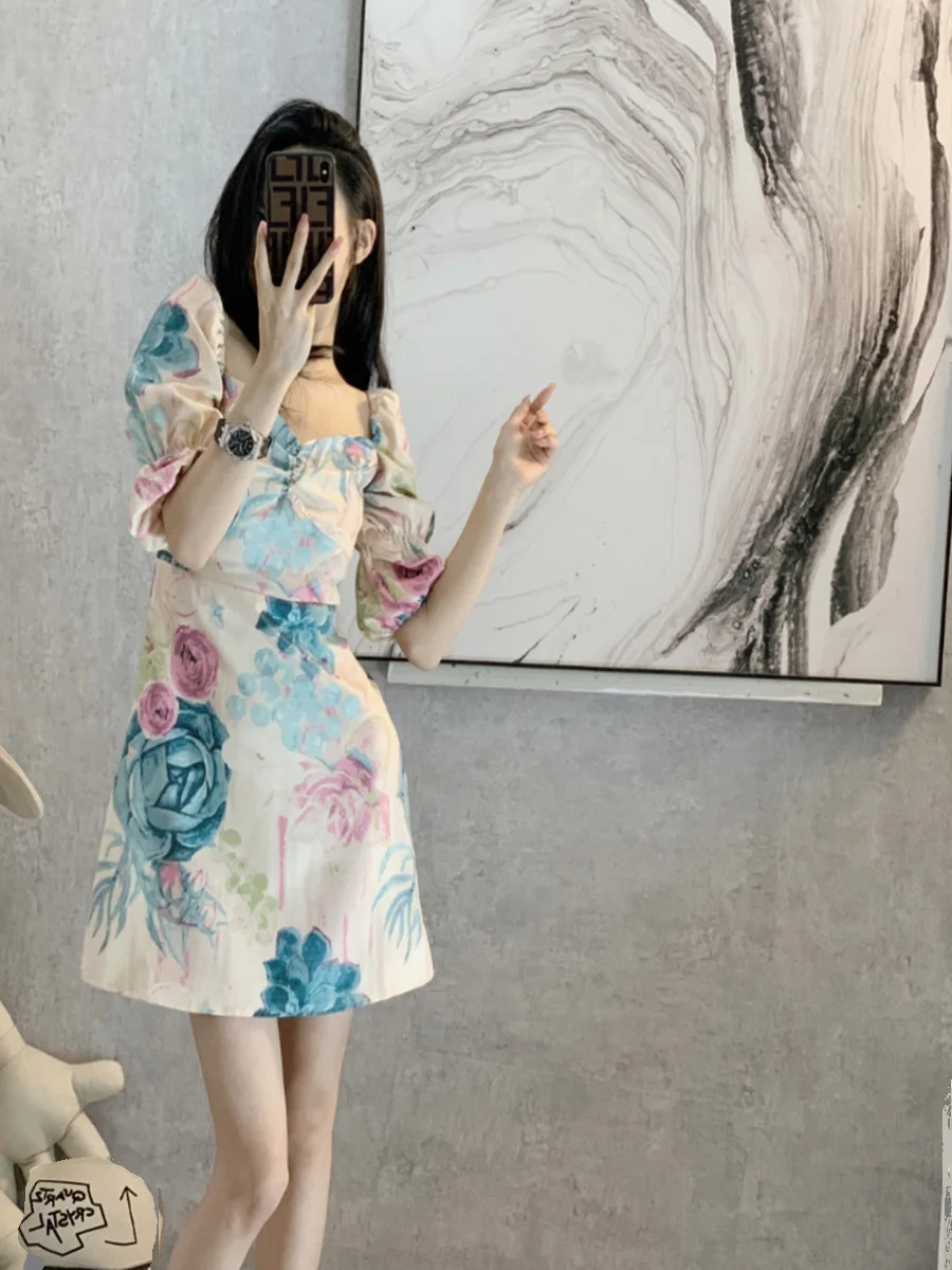 Summer New Style Date Night Lace Dress Bubble Sleeve V-Neck Floral Print High Waist A-Line Korean Commute Wind Maxi Dress
Summer New Style Date Night Lace Dress Bubble Sleeve V-Neck Floral Print High Waist A-Line Korean Commute Wind Maxi Dress