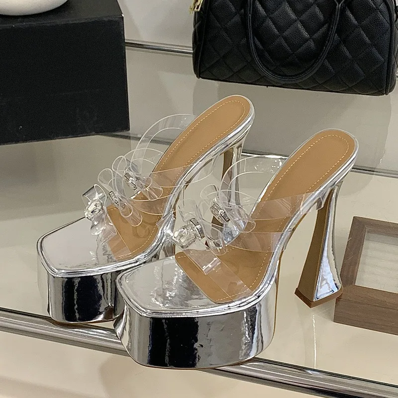 Aneikeh Summer Transparent PVC Rhinestone Platform Slippers Sexy Square Toe Thick High Heels Fashion Open Toe Nightclub Shoes
Aneikeh Summer Transparent PVC Rhinestone Platform Slippers Sexy Square Toe Thick High Heels Fashion Open Toe Nightclub Shoes