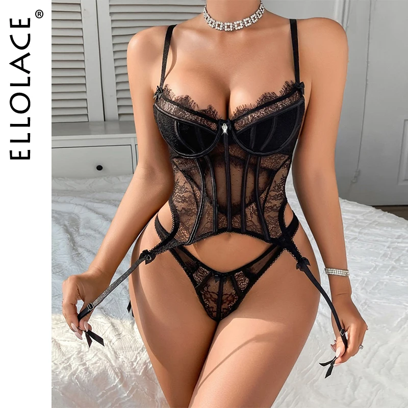 Ellolace Willowy Sexy Lingerie For Women Seductive Eyelash Dot Lace Corset 2PC Set Intimate Bowknot Fishbone Body Underwear 
Ellolace Willowy Sexy Lingerie For Women Seductive Eyelash Dot Lace Corset 2PC Set Intimate Bowknot Fishbone Body Underwear
