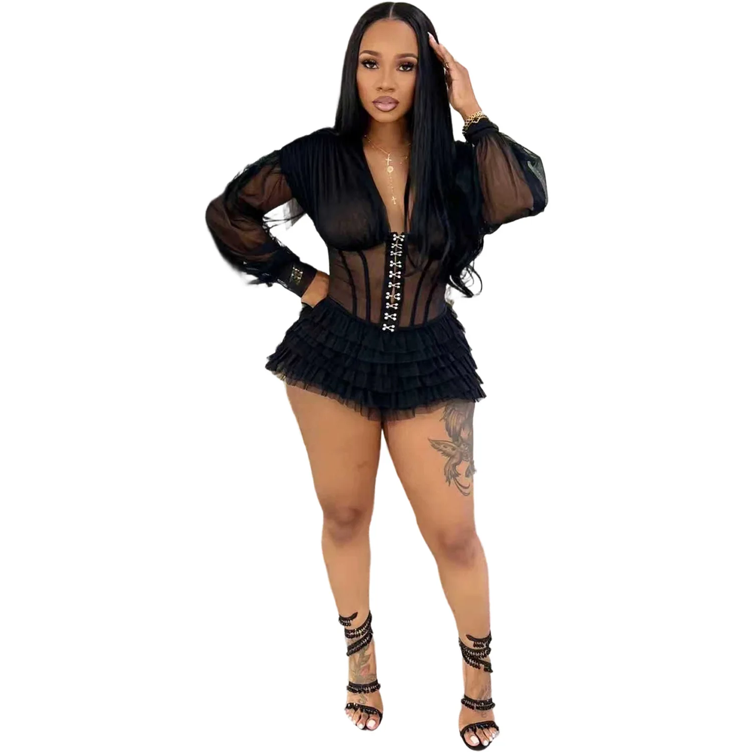 Women Paisley V-neck Mesh See Though Ruffles Hem Romper Jumpsuit 2026 Summer Street Party Fashion One Piece Set Playsuit
Women Paisley V-neck Mesh See Though Ruffles Hem Romper Jumpsuit 2026 Summer Street Party Fashion One Piece Set Playsuit