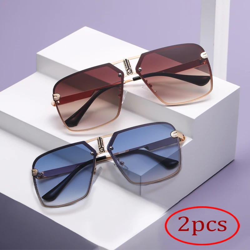 2pcs Retro Square Sunglasses For Men 2025 Luxury Sunshade Classic Dual Beam Metal Frame Outdoor Uv400 Women Glasses 
2pcs Retro Square Sunglasses For Men 2025 Luxury Sunshade Classic Dual Beam Metal Frame Outdoor Uv400 Women Glasses
