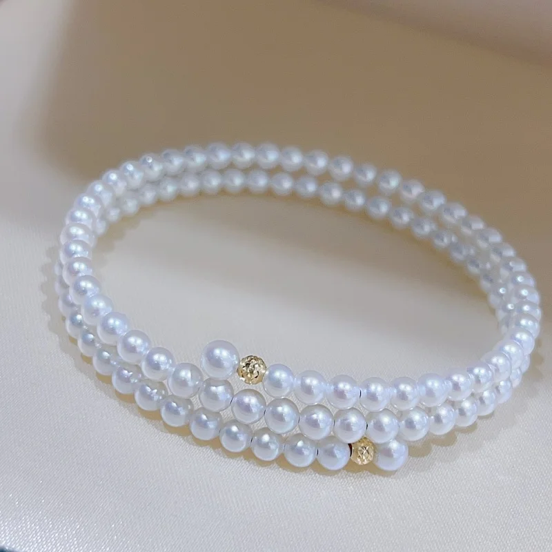 SGARIT 18K Gold Multi-loop Real Pearl Bracelet with 3-4mm Natural White Freshwater Pearls Excellent Hand Jewelry
SGARIT 18K Gold Multi-loop Real Pearl Bracelet with 3-4mm Natural White Freshwater Pearls Excellent Hand Jewelry