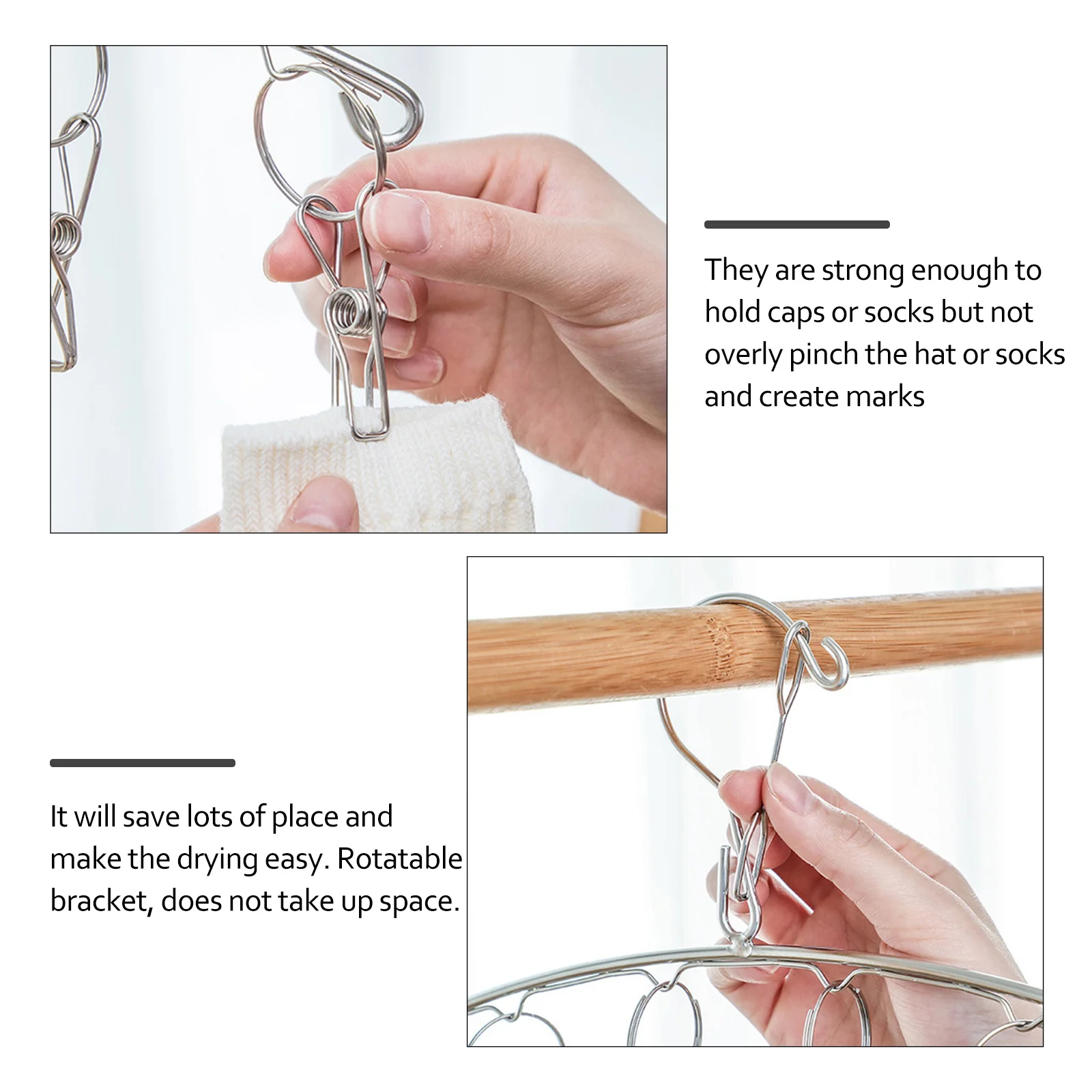 4Pcs Windproof Clothes Hanger Stainless Steel Drying Rack for Socks Bras Towels Undergarments Rotatable Space Saving Laundry
4Pcs Windproof Clothes Hanger Stainless Steel Drying Rack for Socks Bras Towels Undergarments Rotatable Space Saving Laundry