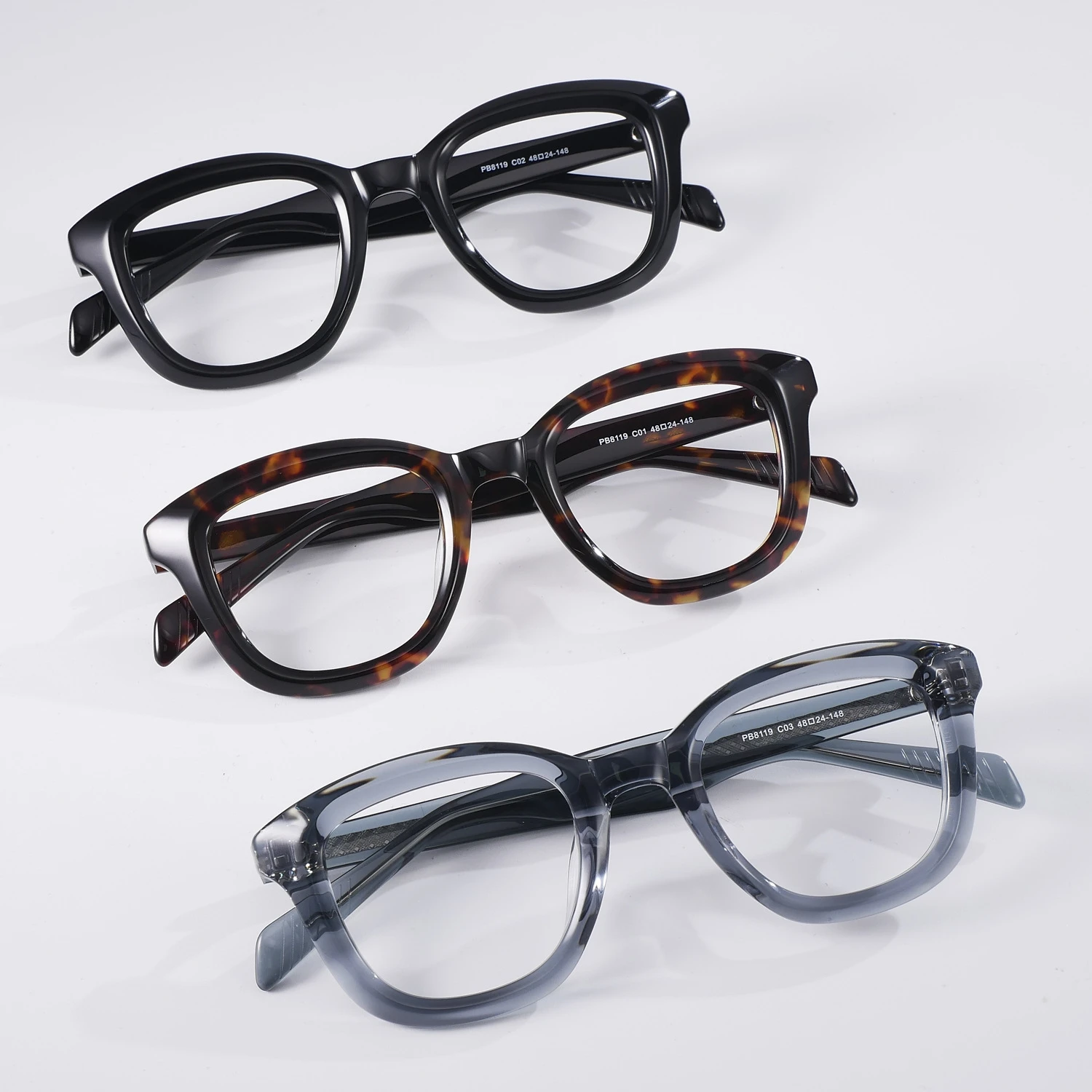 Acetate fiber eyeglass frame 8119 square eyeglass frame for men and women, can be paired with prescription glasses
Acetate fiber eyeglass frame 8119 square eyeglass frame for men and women, can be paired with prescription glasses