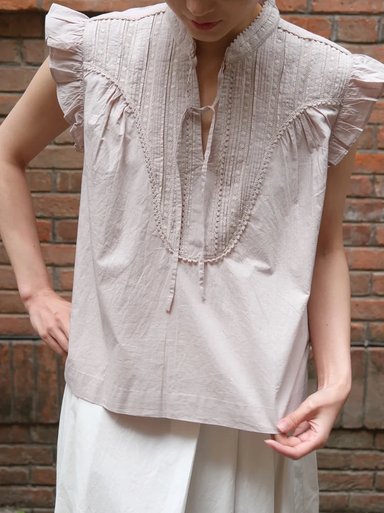 2025 Summer Vacation Style Shirt with Bow Tie Stand Collar Pleated Flying Sleeves Cotton Breathable Short Sleeve Women's Pure...
2025 Summer Vacation Style Shirt with Bow Tie Stand Collar Pleated Flying Sleeves Cotton Breathable Short Sleeve Women's Pure...