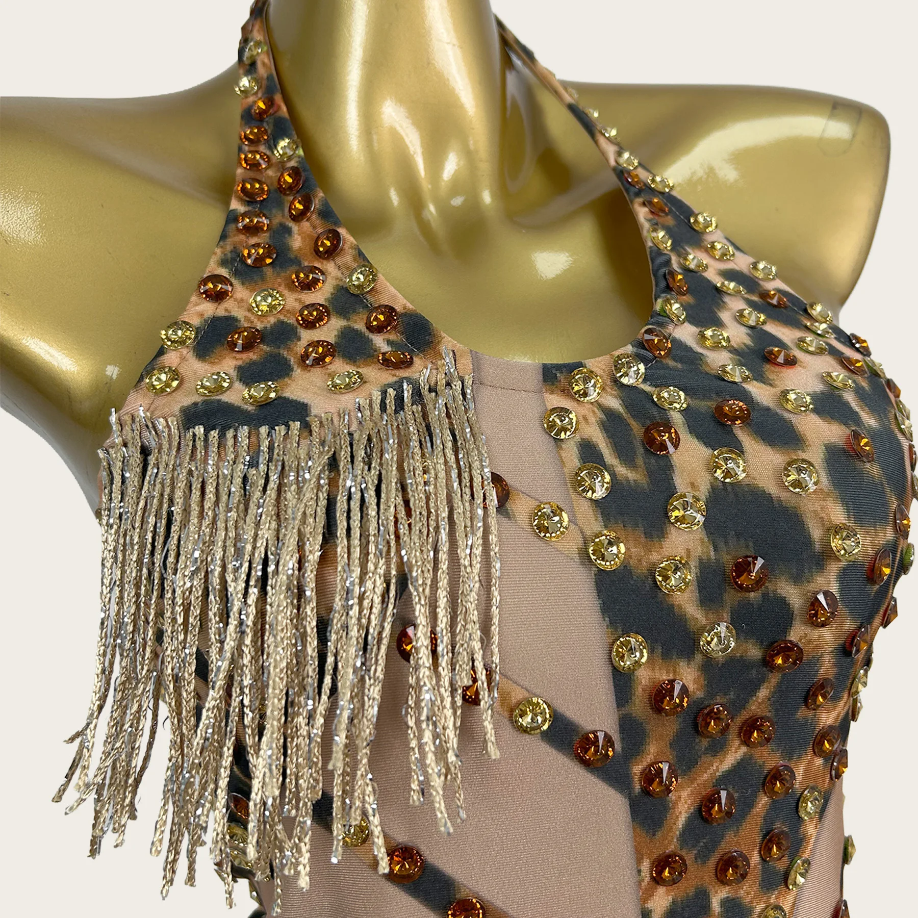 Leopard Print Sparkly Crystals Tassel Bodysuit Sexy Jazz Dance Costume One-piece Club Stage Dance Performance Show Wear Liusubao
Leopard Print Sparkly Crystals Tassel Bodysuit Sexy Jazz Dance Costume One-piece Club Stage Dance Performance Show Wear Liusubao