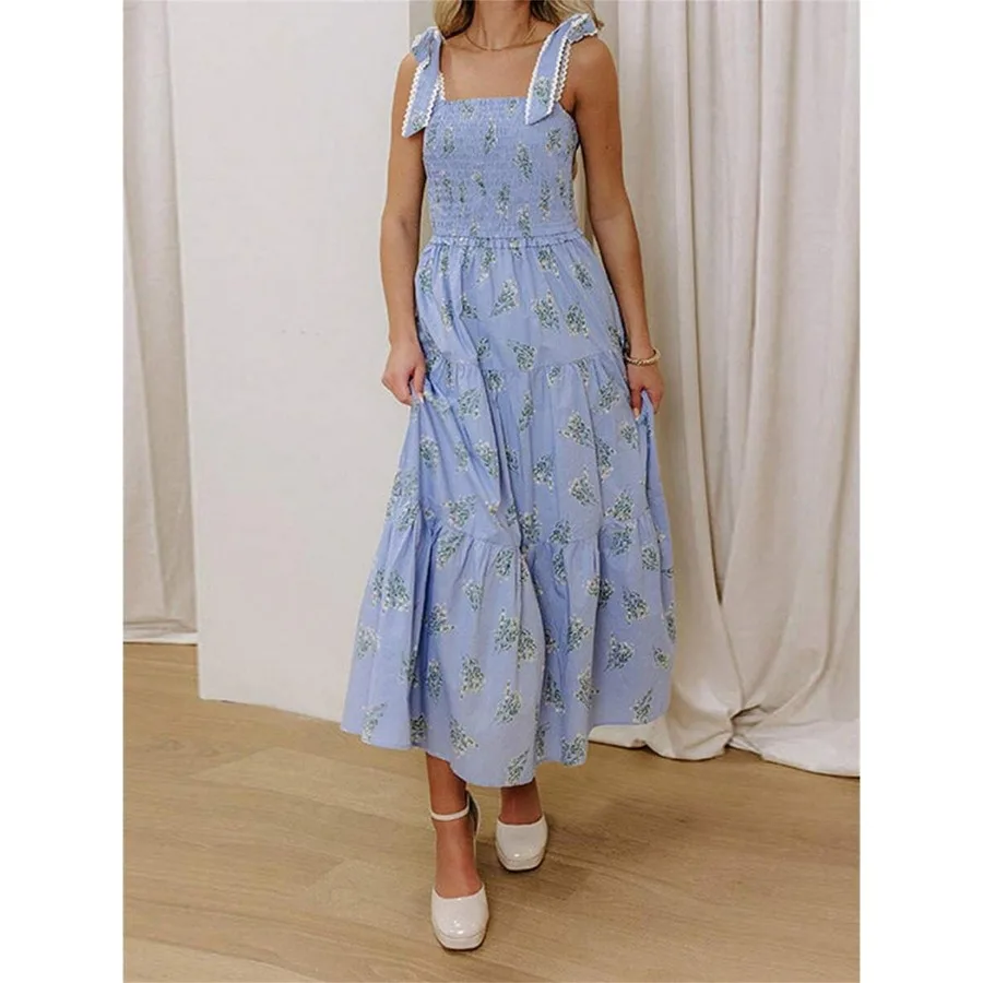 【New style】Women's Floral Boho Dress Ruffled Trim Smocked Sleeveless Tie-Shoulder A-Line Long Dresses
【New style】Women's Floral Boho Dress Ruffled Trim Smocked Sleeveless Tie-Shoulder A-Line Long Dresses