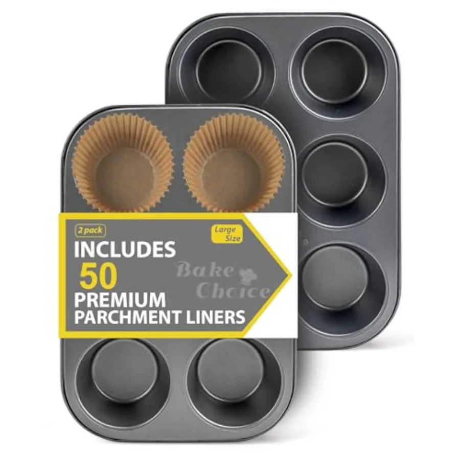 2 Pack Jumbo Muffin Pan for Baking, Extra Large Cupcake Pan includes 50 Natural Jumbo Cupcake Liners, Muffin Tin Nonstick 6 Cup
2 Pack Jumbo Muffin Pan for Baking, Extra Large Cupcake Pan includes 50 Natural Jumbo Cupcake Liners, Muffin Tin Nonstick 6 Cup