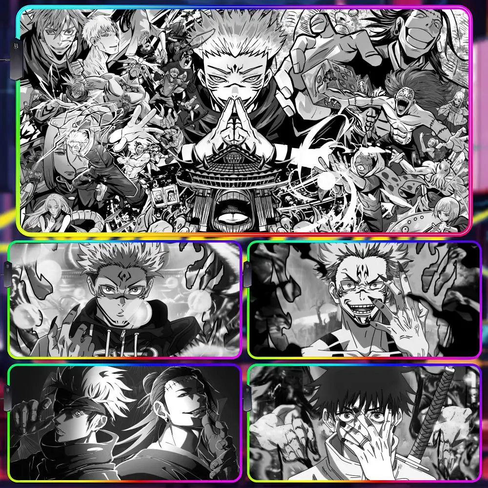 Черно-белый коврик для мыши Jujutsu Kaisen, светящийся светодиодный коврик для мыши, игровой коврик для стола, RGB-коврик для клавиатуры и мыши для ПК
Черно-белый коврик для мыши Jujutsu Kaisen, светящийся светодиодный коврик для мыши, игровой коврик для стола, RGB-коврик для клавиатуры и мыши для ПК