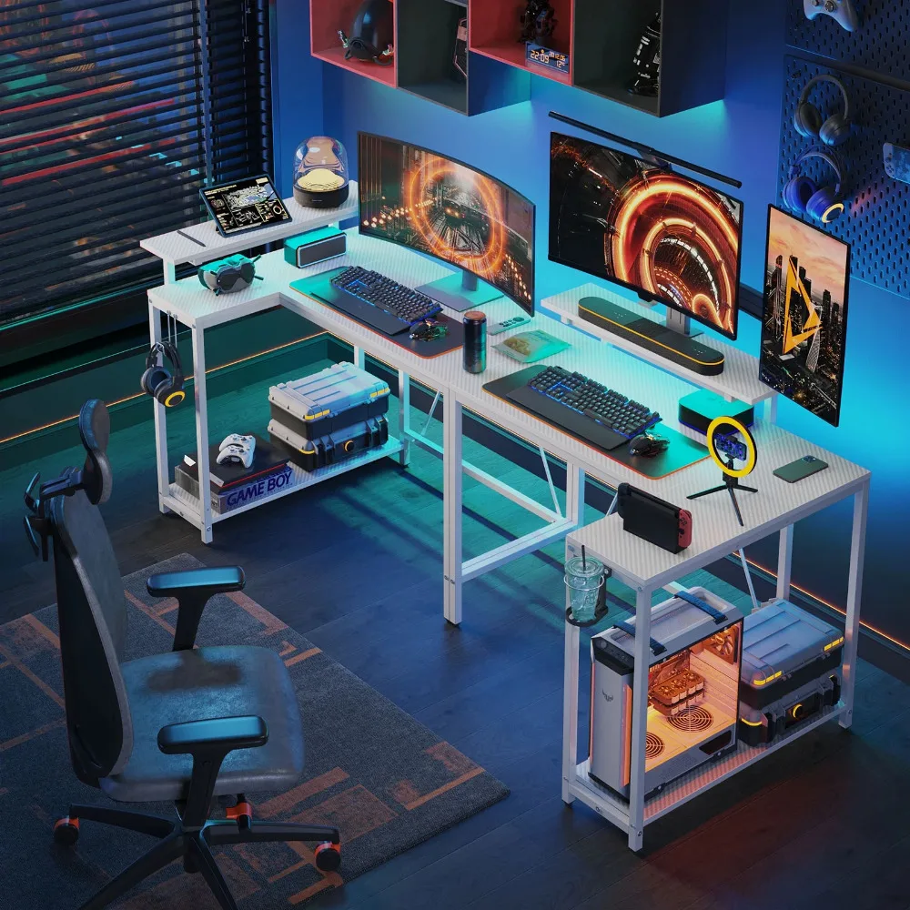 42" Small Corner Computer Desk with Monitor Stand, Cup Holder& Headset Hooks, Home Office, Carbon Fiber Gray, Fiberboard; Fibe
42" Small Corner Computer Desk with Monitor Stand, Cup Holder& Headset Hooks, Home Office, Carbon Fiber Gray, Fiberboard; Fibe