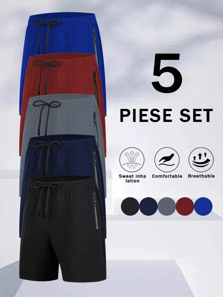 5pcs Mens Quick Dry Athletic Shorts With Zipper Pockets Elastic Waist Casual Sports Gym Running
5pcs Mens Quick Dry Athletic Shorts With Zipper Pockets Elastic Waist Casual Sports Gym Running