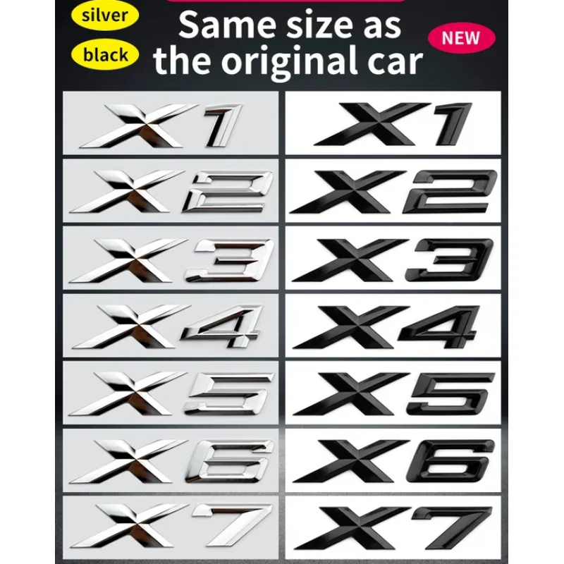 Suitable for BMW X1 X2 X3 X4 X5 X6 X7 F49 U12 F39 G08 G18 F15 F25 F26 G01 G02 G05 G06 G07 logo and tail letters silver black
Suitable for BMW X1 X2 X3 X4 X5 X6 X7 F49 U12 F39 G08 G18 F15 F25 F26 G01 G02 G05 G06 G07 logo and tail letters silver black