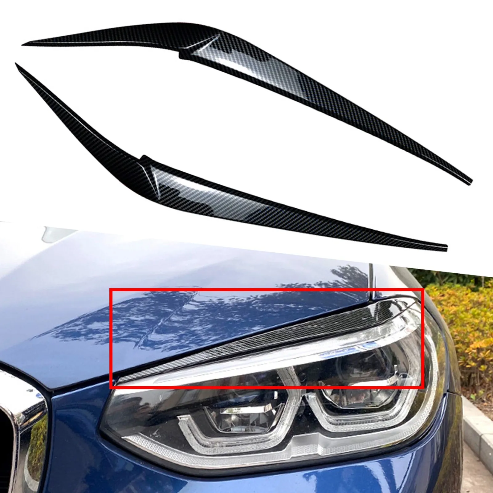 Карбоновая накладка на фару для бровей и век для BMW X3 X4 G01 G02 2018-2021
Карбоновая накладка на фару для бровей и век для BMW X3 X4 G01 G02 2018-2021