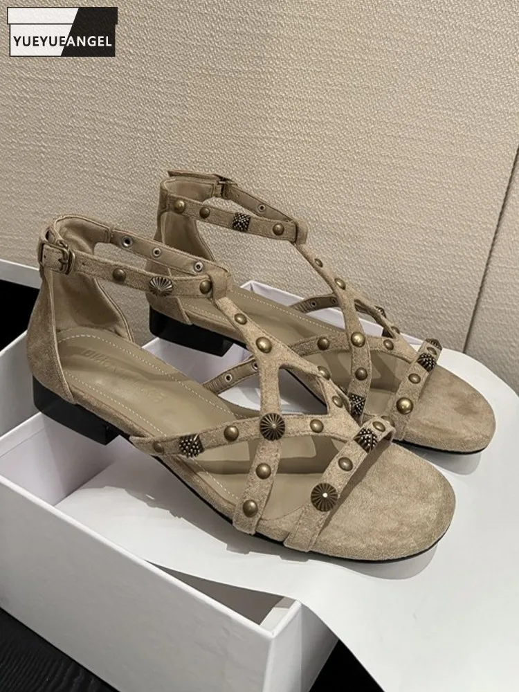 Women Rivets Shoes Open Toe Leisure Real Suede Leather Buckle Breathable Footwear Elegant Ladies Fashion Comfortable Sandals
Women Rivets Shoes Open Toe Leisure Real Suede Leather Buckle Breathable Footwear Elegant Ladies Fashion Comfortable Sandals